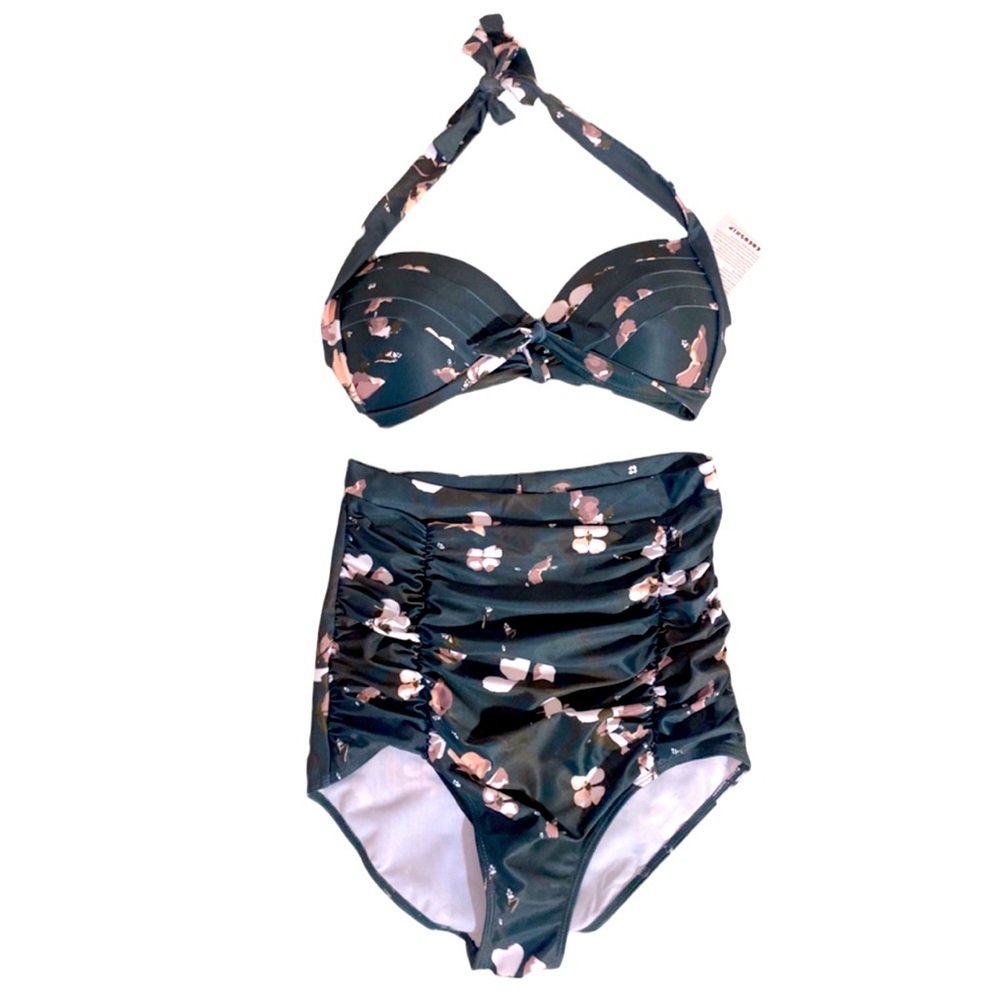RETRO Vintage style HIGH WAIST bikini floral pattern size medium COCOSHIP NWT